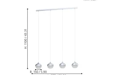 Mioglia Taklampa 98cm Krom