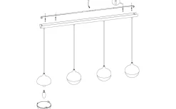 Mioglia Taklampa 98cm Krom