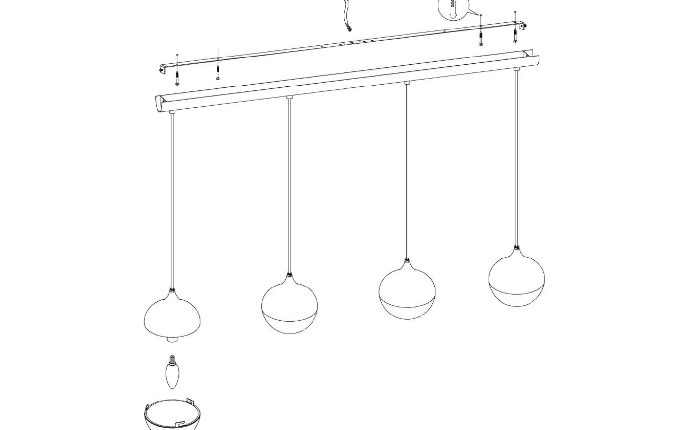 Mioglia Taklampa 98cm Krom
