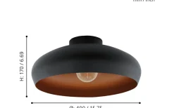 Mogano Plafond Ø40cm Svart