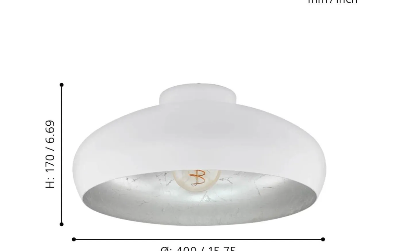 Mogano Plafond Ø40cm Vit