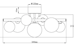 Molekyl Plafond 58cm Mässing/Vit