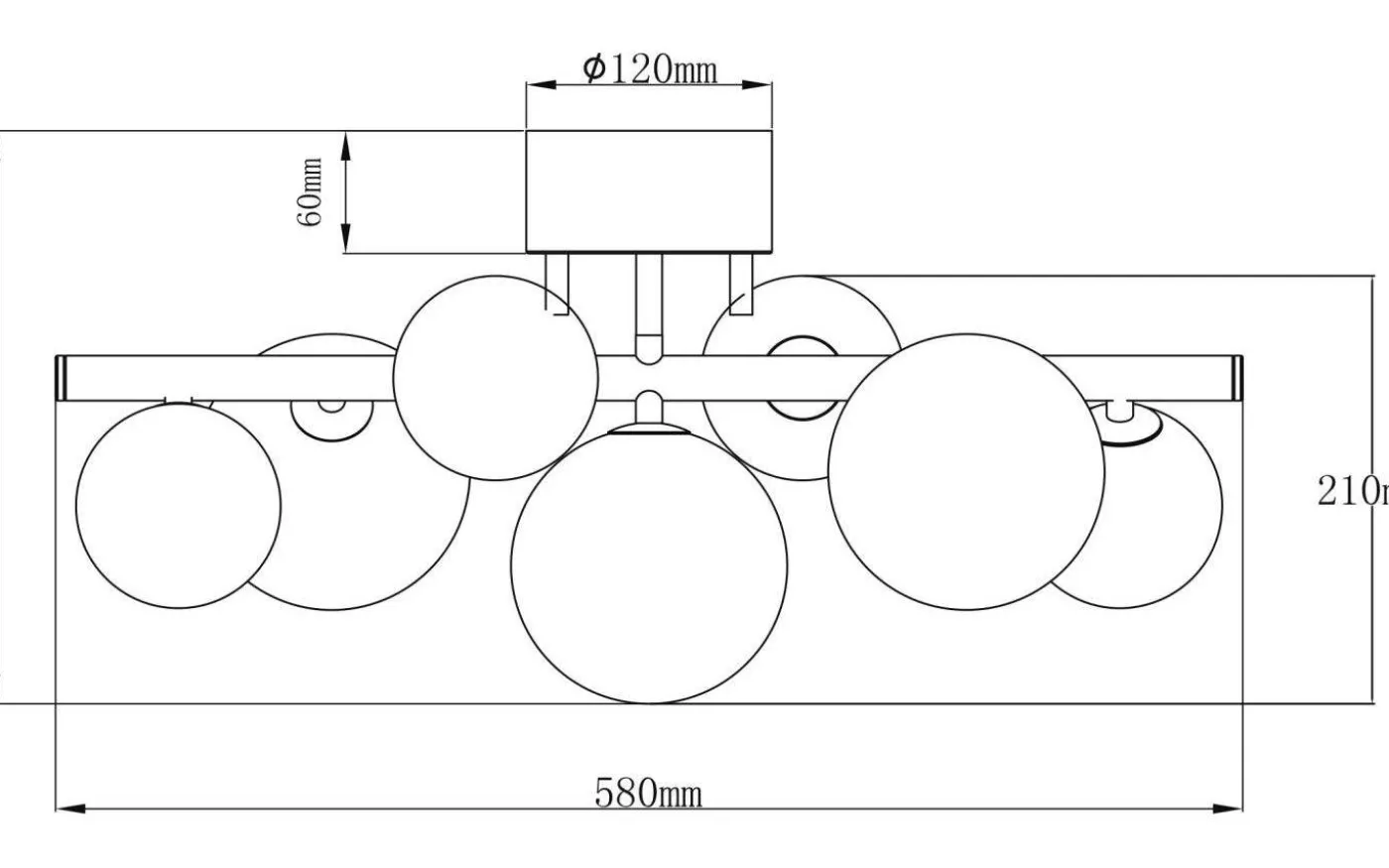 Molekyl Plafond 58cm Svart/Rök