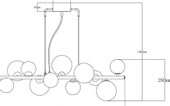 Molekyl Taklampa 85cm Tenn/Vit