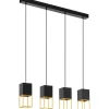 Montebaldo Taklampa 85cm GU10 LED 3000K 4x4,5W Svart/Guld