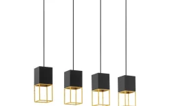 Montebaldo Taklampa 85cm GU10 LED 3000K 4x4,5W Svart/Guld