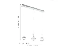 Montefio Taklampa 87cm LED 3000K 3x5W Krom