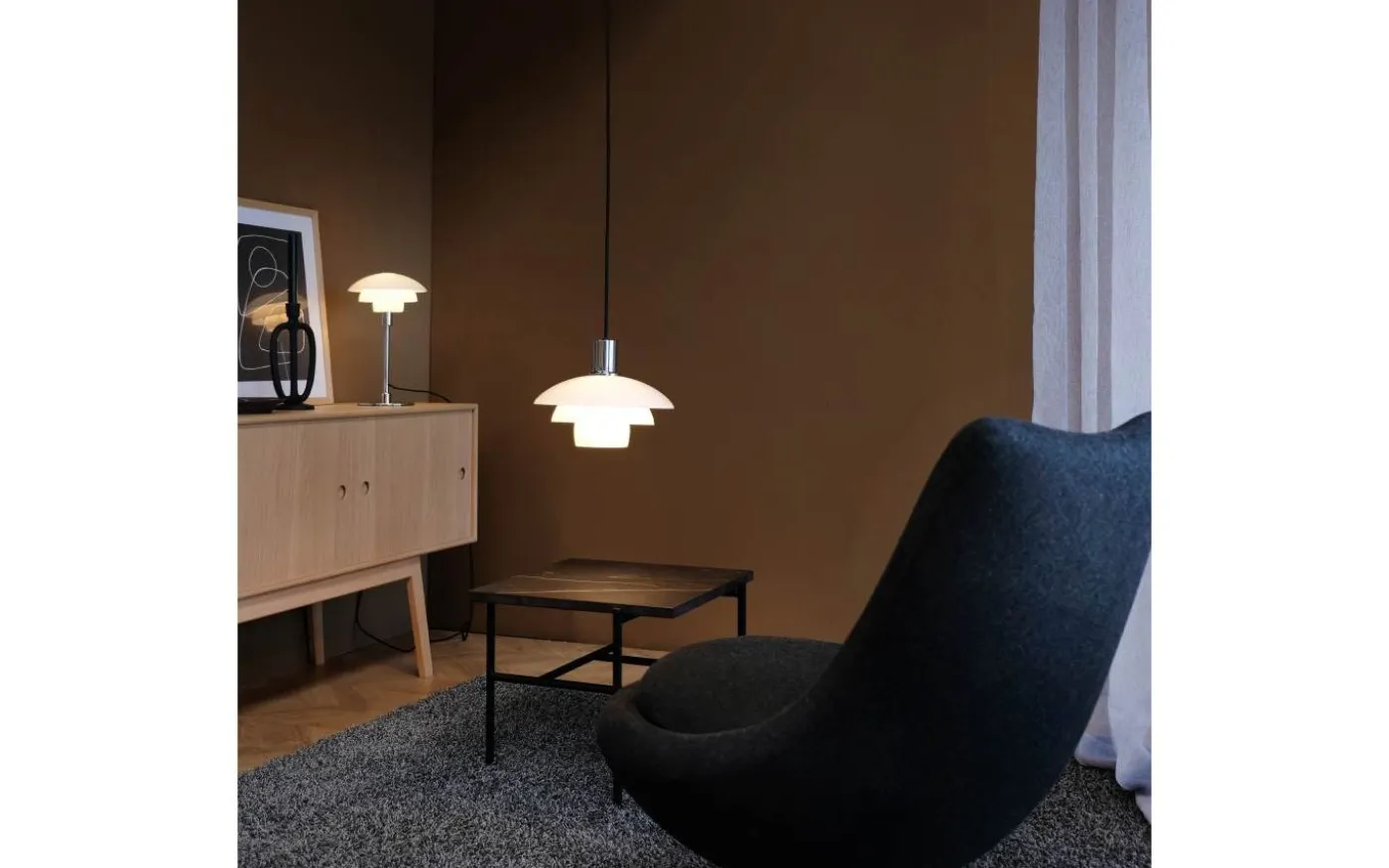 Morph D21 Bordslampa 35cm Opal/Krom