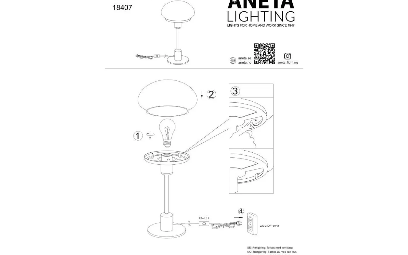 New August Bordslampa 49cm Svart