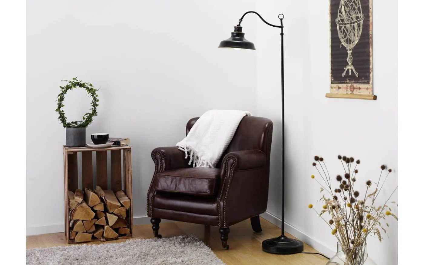 New Haven Golvlampa 145cm Svart/Guld