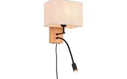 Nilam Vägglampa med läslampa 25cm LED + E27 naturträ