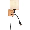 Nilam Vägglampa med läslampa 18cm LED + E27 naturträ