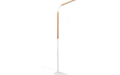 Norris Golvlampa LED matt vit/trä