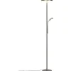 Palermo Golvlampa LED i borstat stål med läslampa