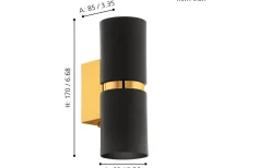 Passa Vägglampa LED 3000K 2x3W Guld/Svart