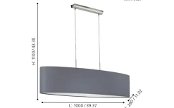 Pasteri Taklampa 100cm Grå/Nickel