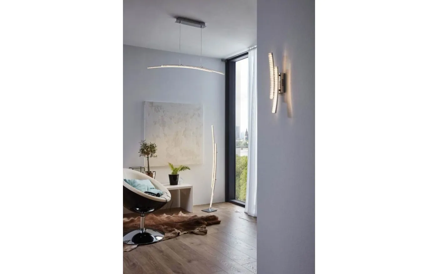Pertini Taklampa 96cm LED 3000K 2x10,8W Krom