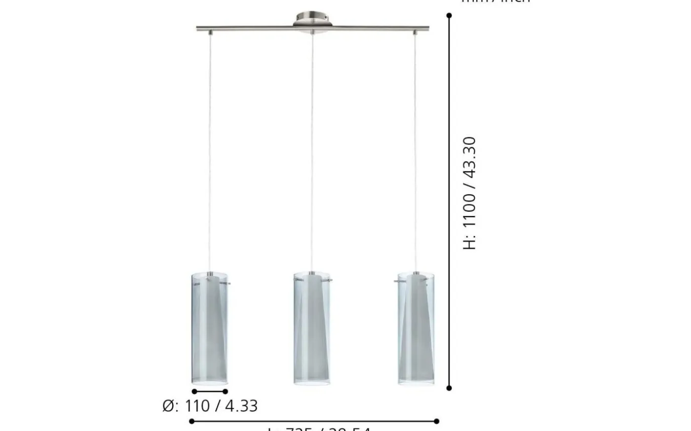 Pinto Taklampa 73cm Smoke