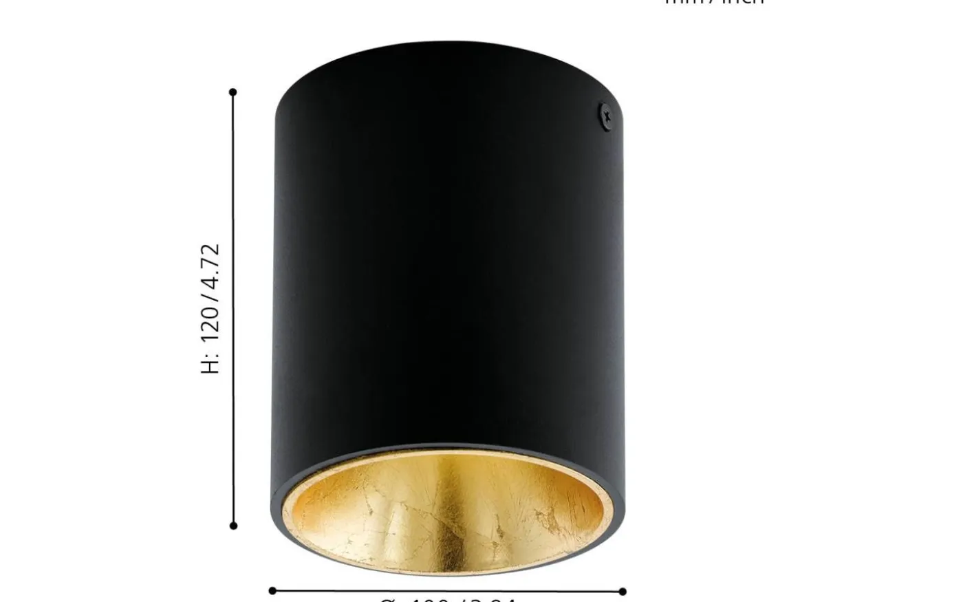 Polasso Takspotlight Ø10cm LED 3000K 3,3W Svart/Guld