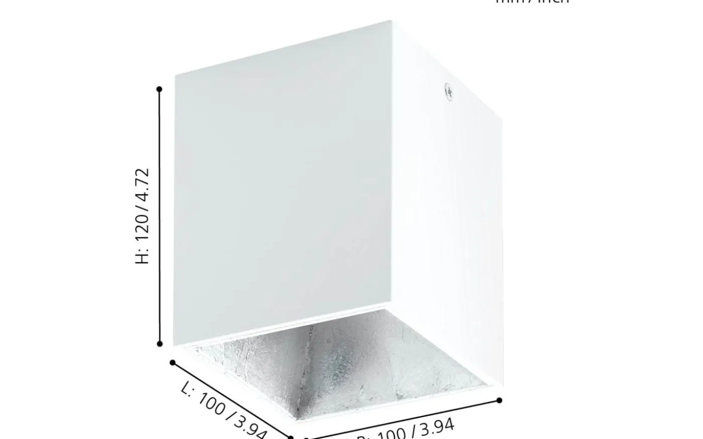 Polasso Takspotlight 10x10cm LED 3000K 3,3W Vit/Silver