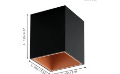 Polasso Takspotlight 10x10cm LED 3000K 3,3W Svart/Koppar