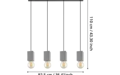 Prestwick 3 Taklampa 93cm Grå