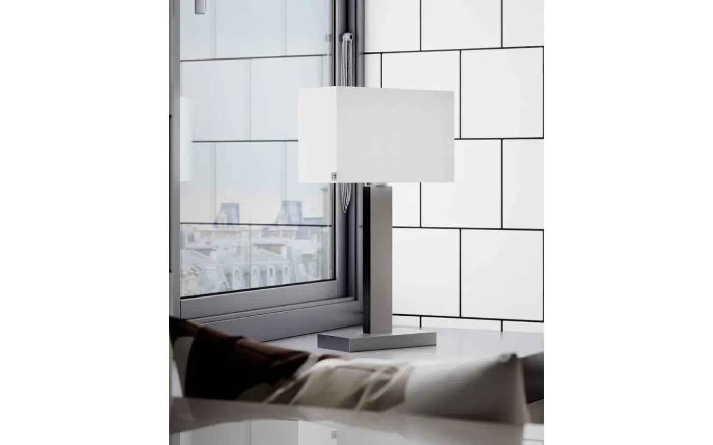Prime Bordslampa 47cm Satin/Vit