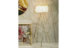 Quinto Golvlampa Fjäderställ 147cm Vit/Guld
