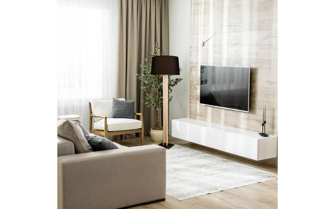 Rahul Golvlampa LED + E27 trä/svart