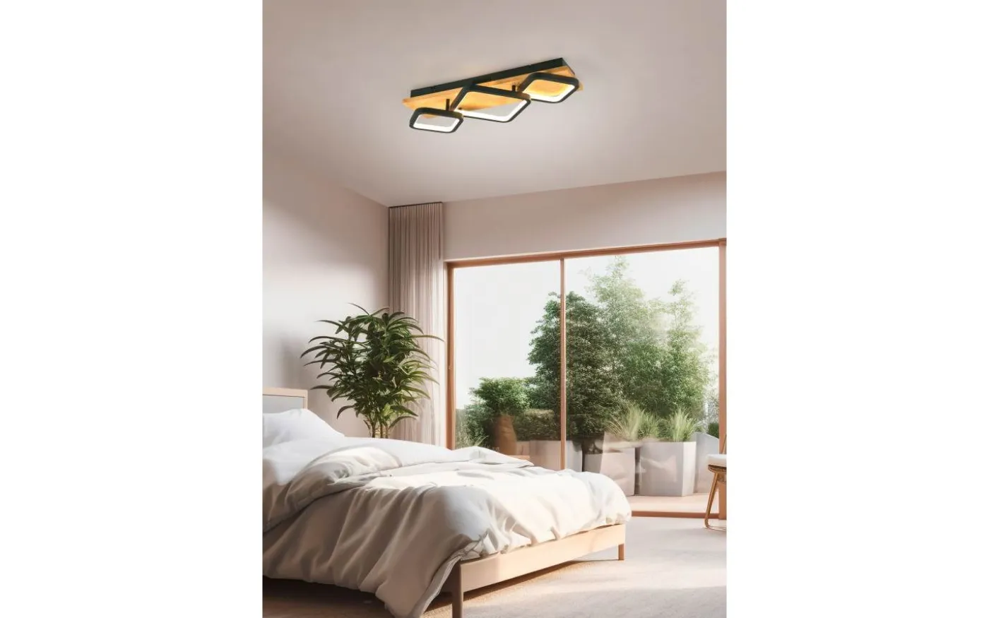Rama Plafond LED 3-delad mattsvart/trä