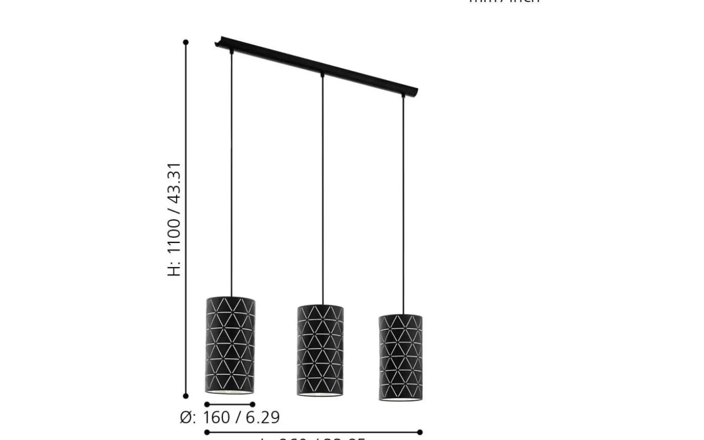 Ramon Taklampa 86cm Svart
