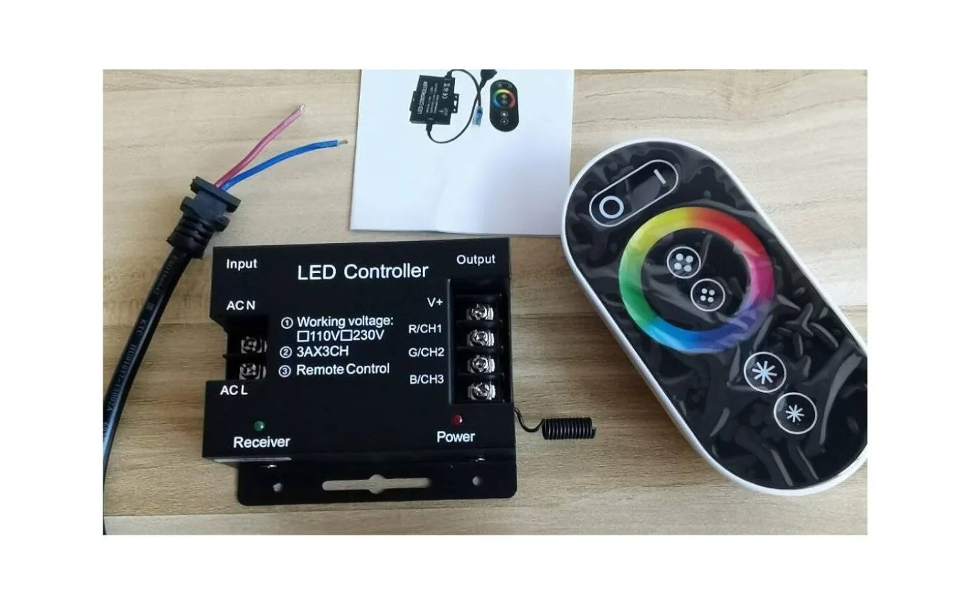 RGB kontroller med RF-fjärr för 230V RGB Led strip Svart