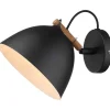 Århus Vägglampa Svart/Trä