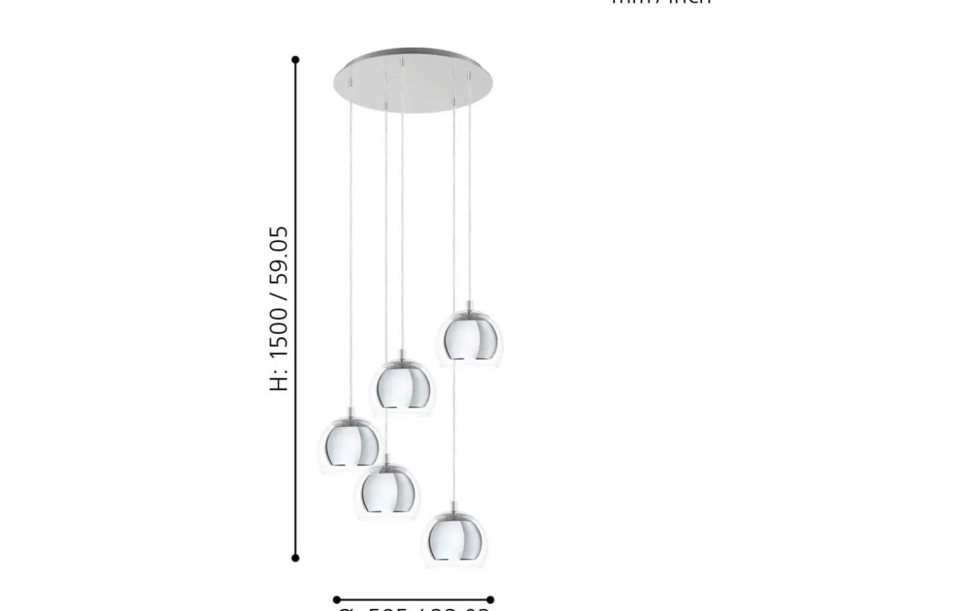 Rocamar Taklampa 59cm Krom