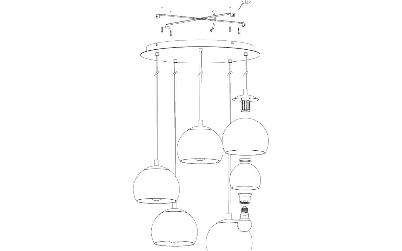 Rocamar Taklampa 59cm Krom