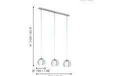 Rocamar Taklampa 78cm Krom