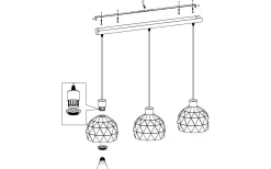 Roccaforte Taklampa 75cm Svart/Guld