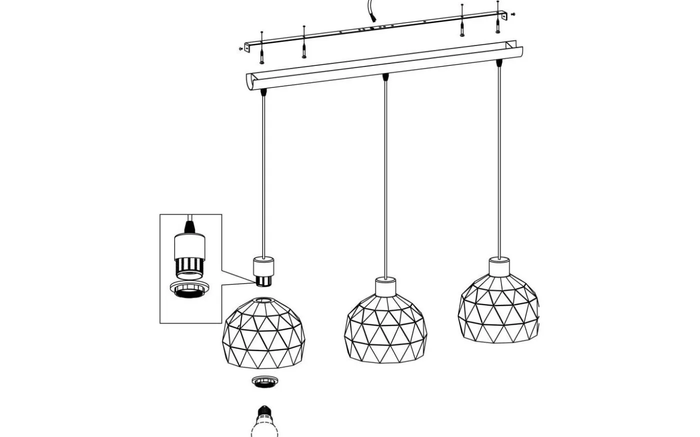 Roccaforte Taklampa 75cm Svart/Guld