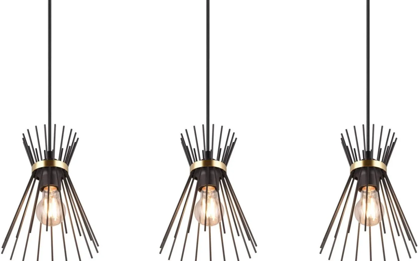 Rod Taklampa 3-delat E27 svart/guld
