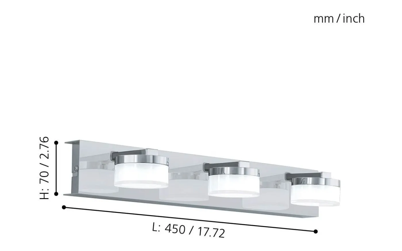 Romendo 1 Spegelbelysning 45cm LED 3000K 3x7,2W Krom IP44