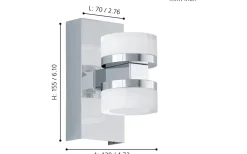 Romendo Up/Down Vägglampa LED 3000K 2x7,2W Krom IP44