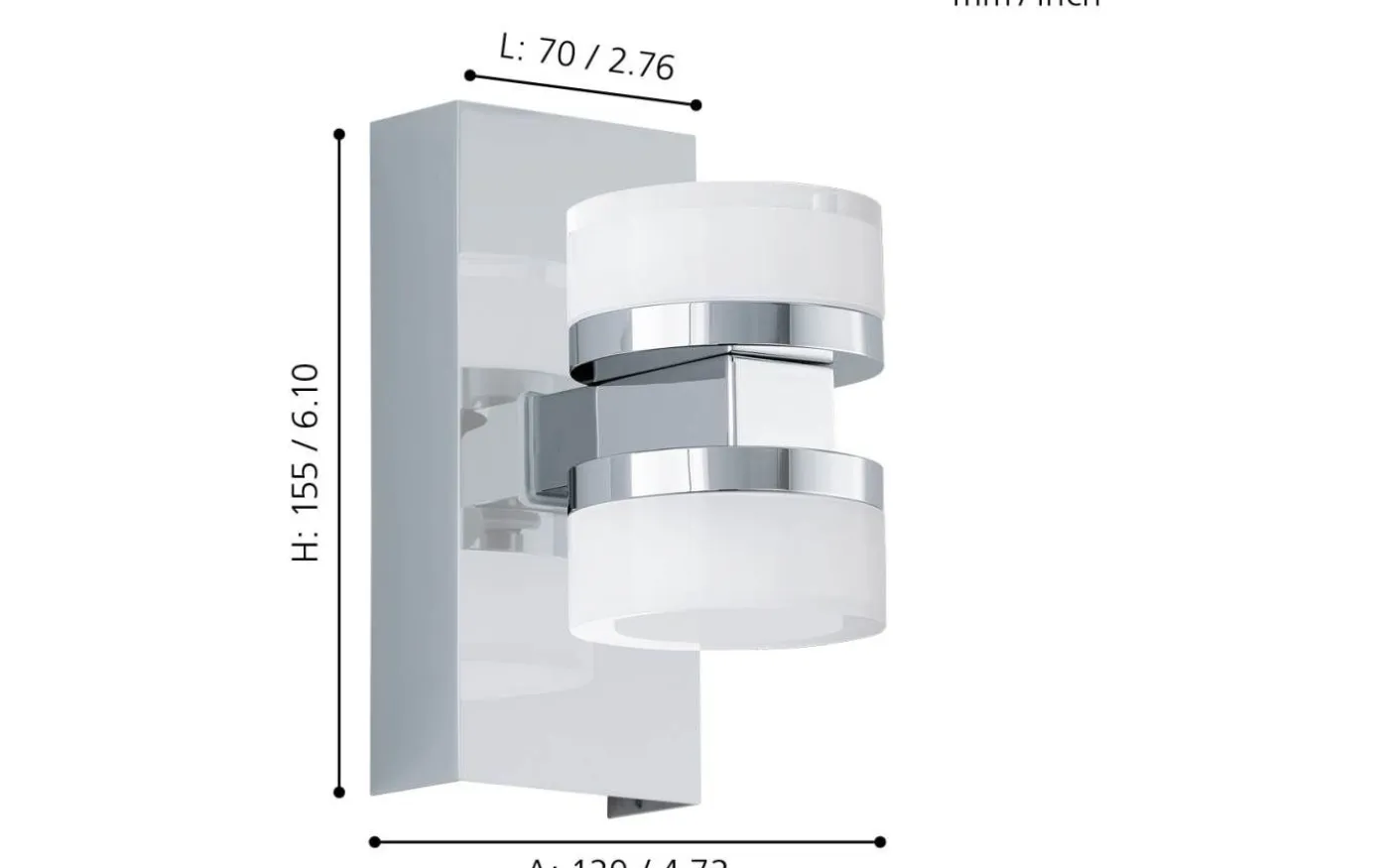 Romendo Up/Down Vägglampa LED 3000K 2x7,2W Krom IP44