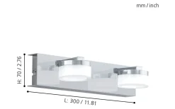 Romendo Vägglampa 30cm LED 3000K 2x7,2W Krom IP44