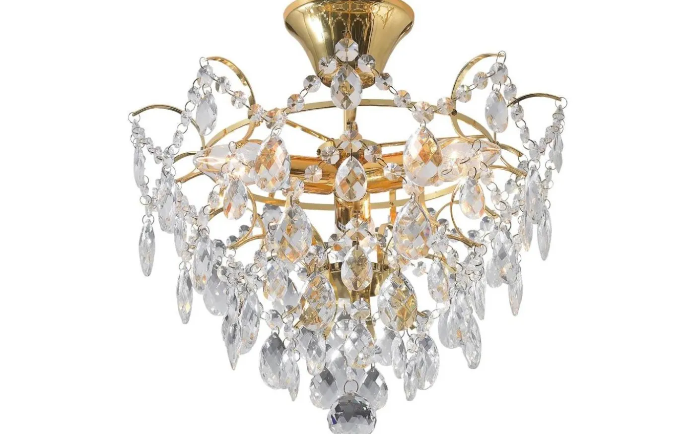 Rosendal Kristallplafond Guld 36cm 3xE14