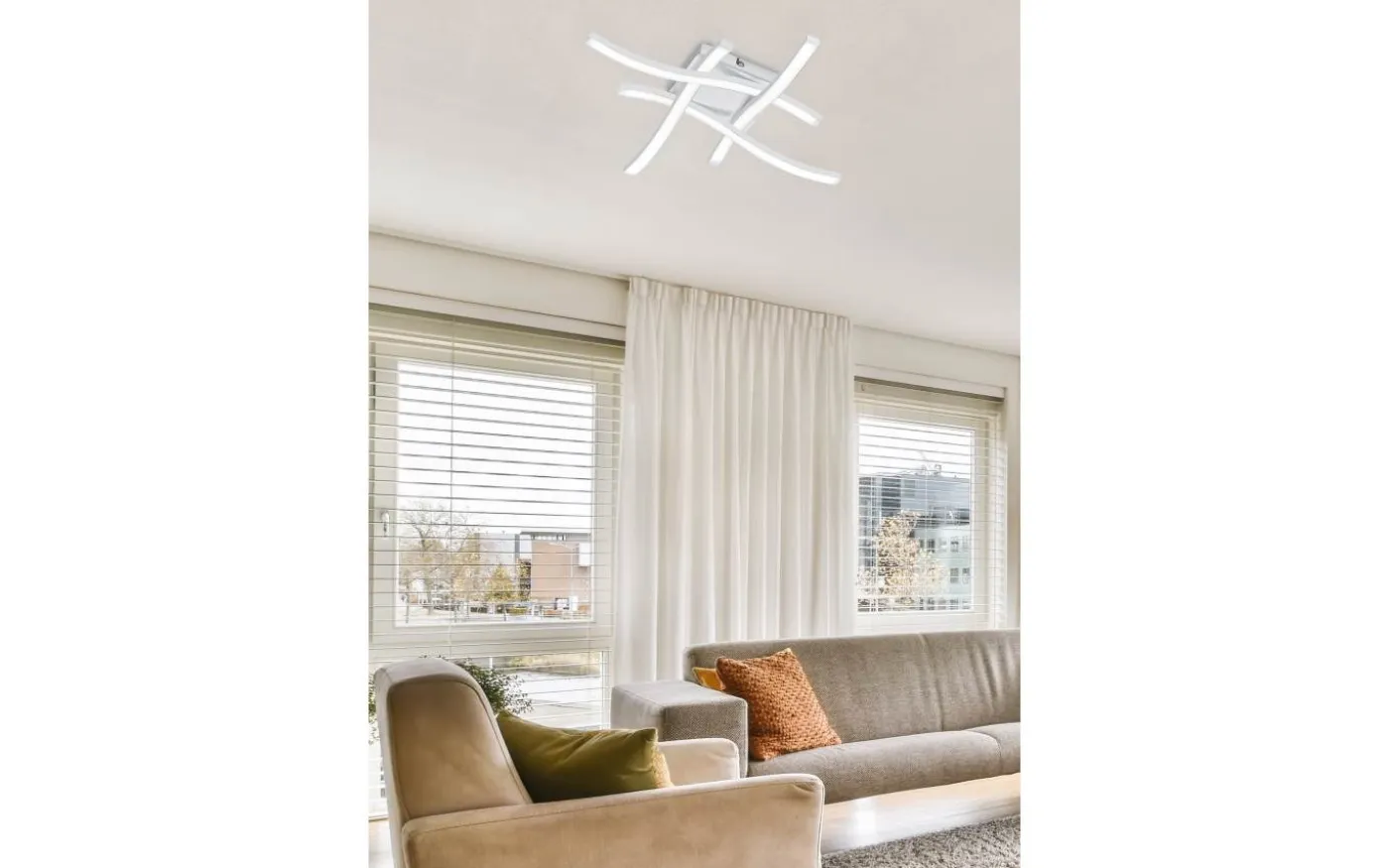 Route Plafond LED 4-delad mattvit