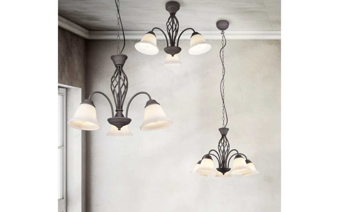 Rustica Plafond 3-delad E27 rustik