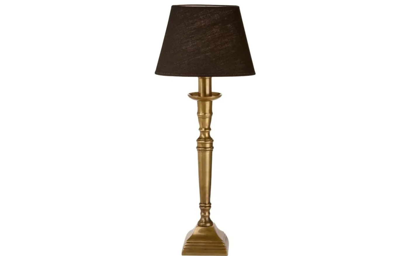Salong Bordslampa 42cm Antikmässing med Skärm Oval Svart