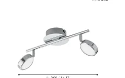 Salto Takspotlight 36cm LED 3000K 2x5,4W Krom