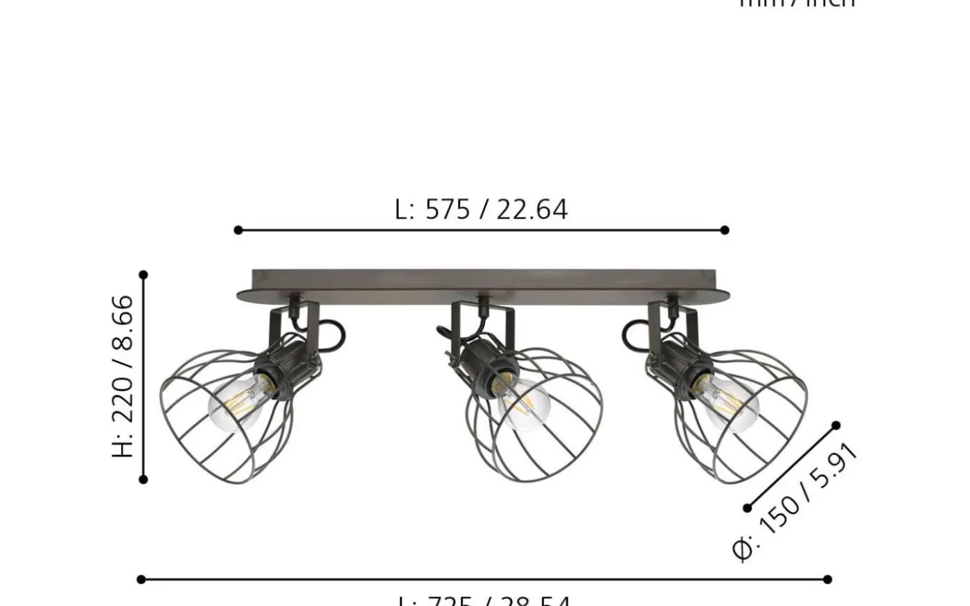 Sambatello Takspotlight 58cm Brun