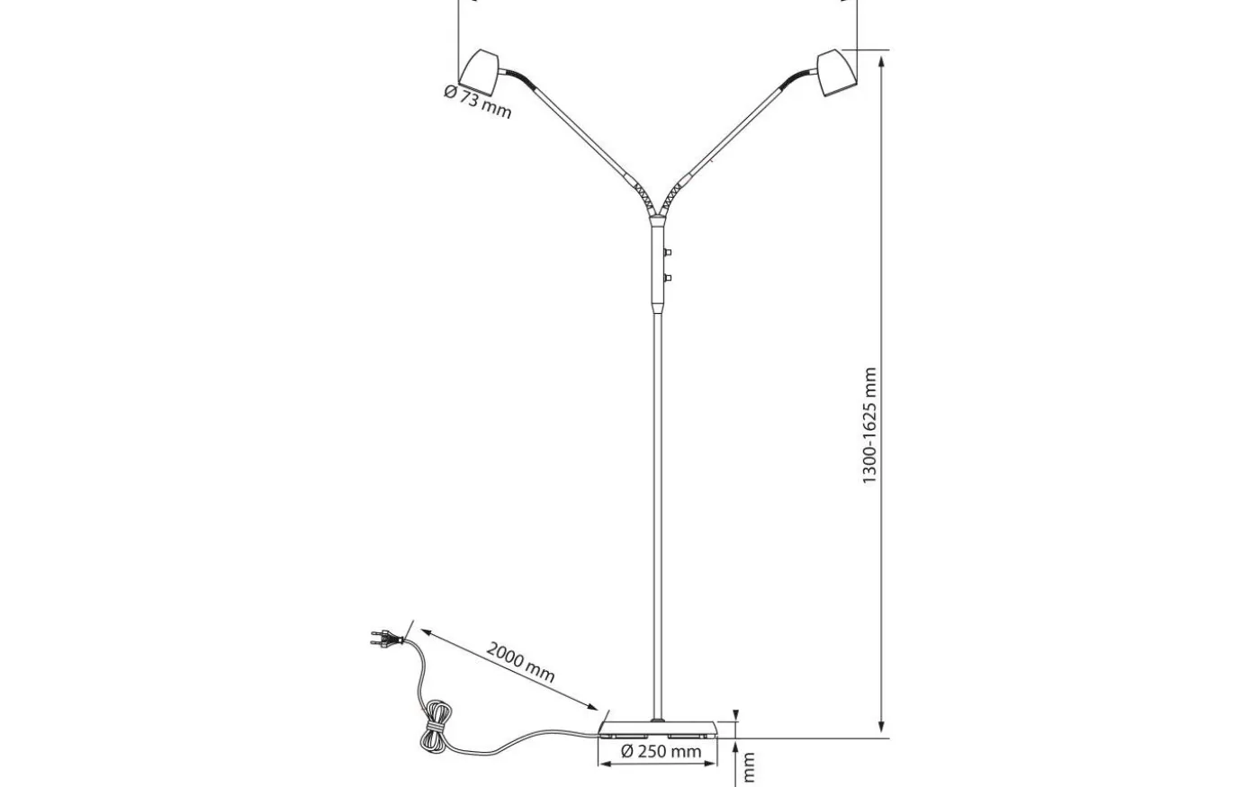 Sandnes Golvlampa Dubbel 140cm Vit/Krom